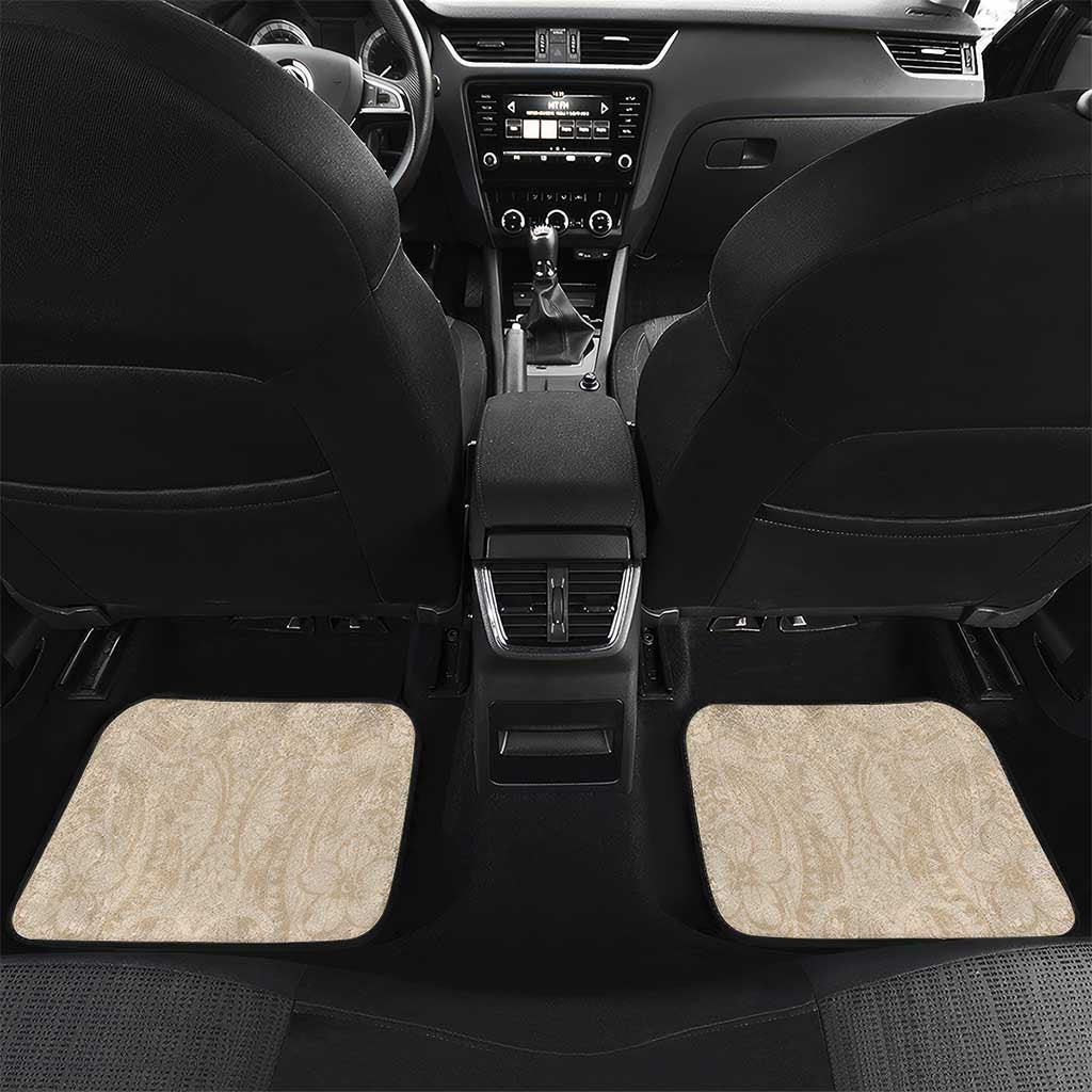 Mauri Ribaberiki Kiribati Car Mats Cowrie Shells Lei Palm Leaf Weaving LT14 Set 2pcs - Back Beige - Polynesian Pride