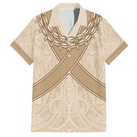 Mauri Ribaberiki Kiribati Family Matching Puletasi and Hawaiian Shirt Cowrie Shells Lei Palm Leaf Weaving