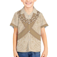 Mauri Ribaberiki Kiribati Family Matching Puletasi and Hawaiian Shirt Cowrie Shells Lei Palm Leaf Weaving