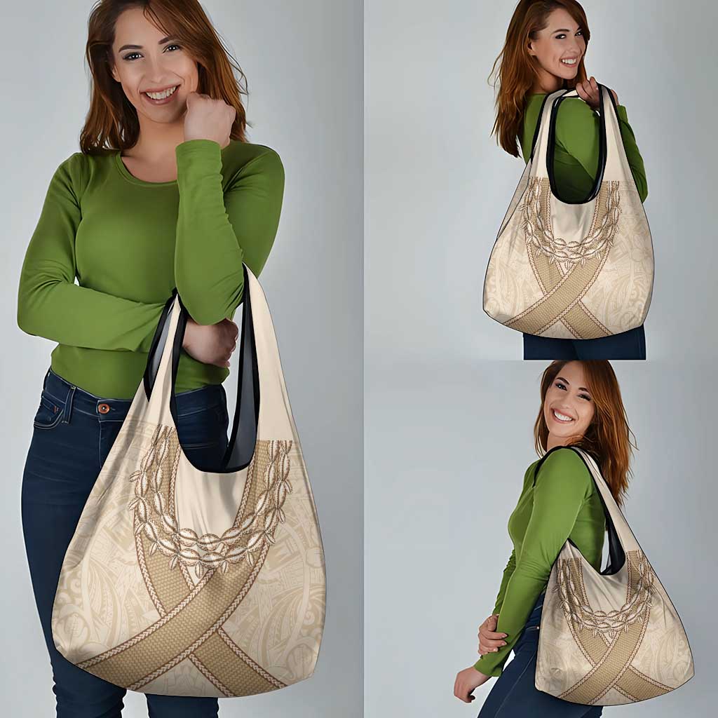 Mauri Ribaberiki Kiribati Grocery Bag Cowrie Shells Lei Palm Leaf Weaving