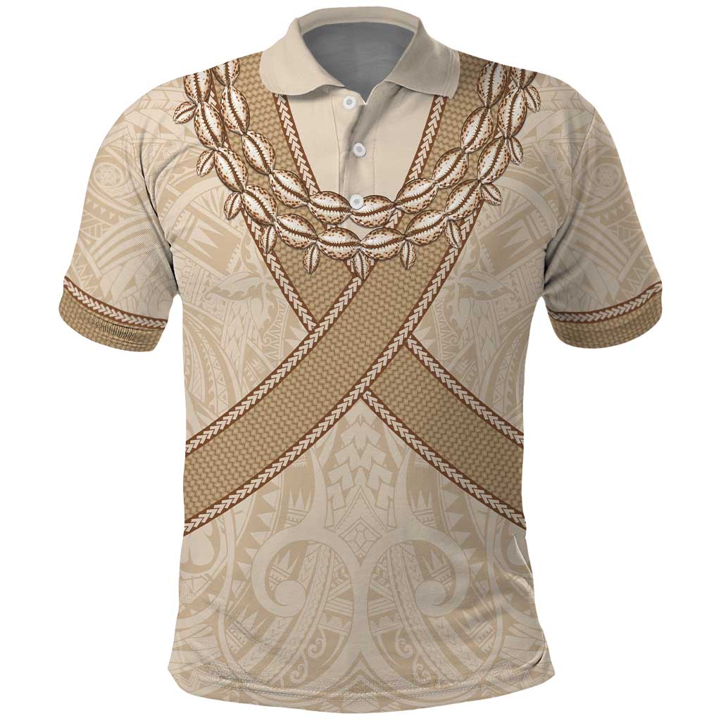 Mauri Ribaberiki Kiribati Polo Shirt Cowrie Shells Lei Palm Leaf Weaving