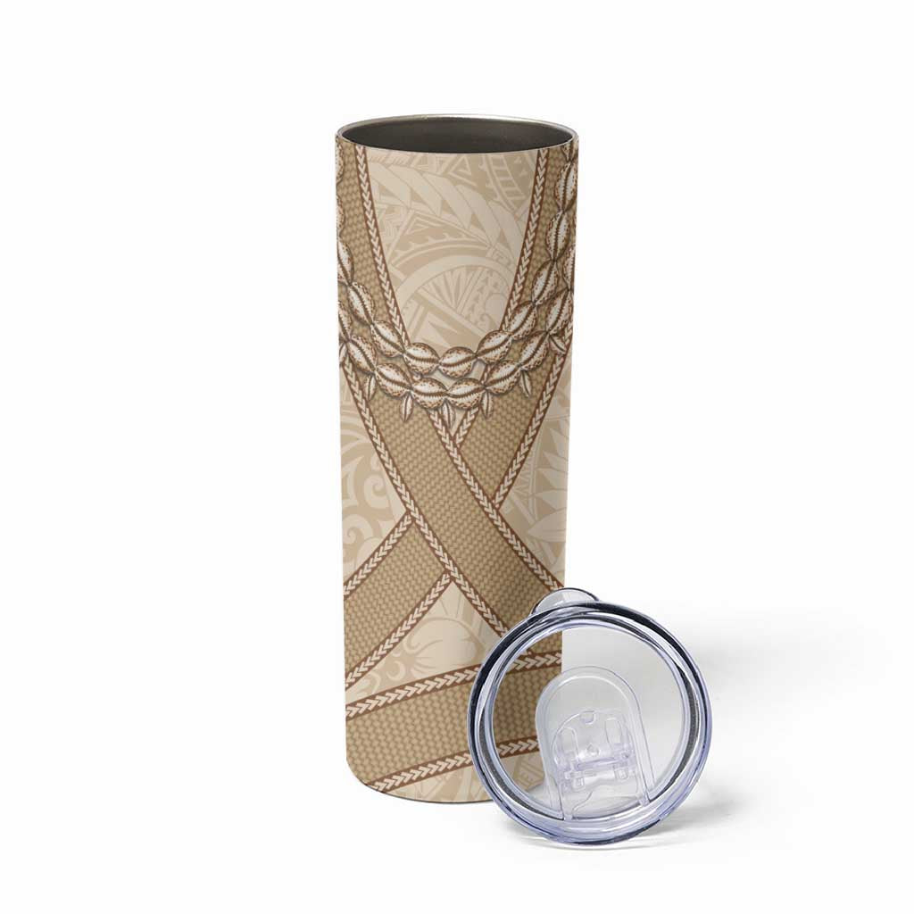 Mauri Ribaberiki Kiribati Skinny Tumbler Cowrie Shells Lei Palm Leaf Weaving LT14 - Polynesian Pride