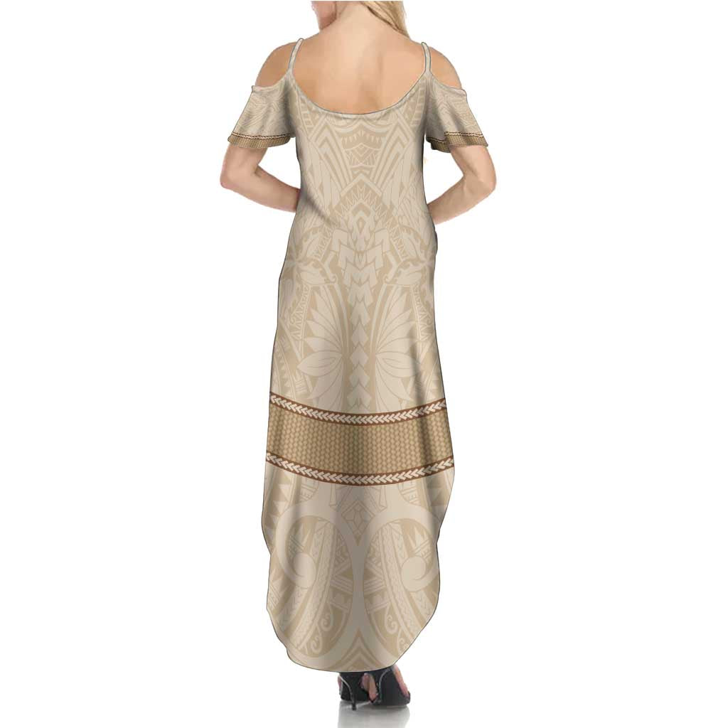 Mauri Ribaberiki Kiribati Summer Maxi Dress Cowrie Shells Lei Palm Leaf Weaving LT14 - Polynesian Pride
