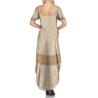 Mauri Ribaberiki Kiribati Summer Maxi Dress Cowrie Shells Lei Palm Leaf Weaving LT14 - Polynesian Pride
