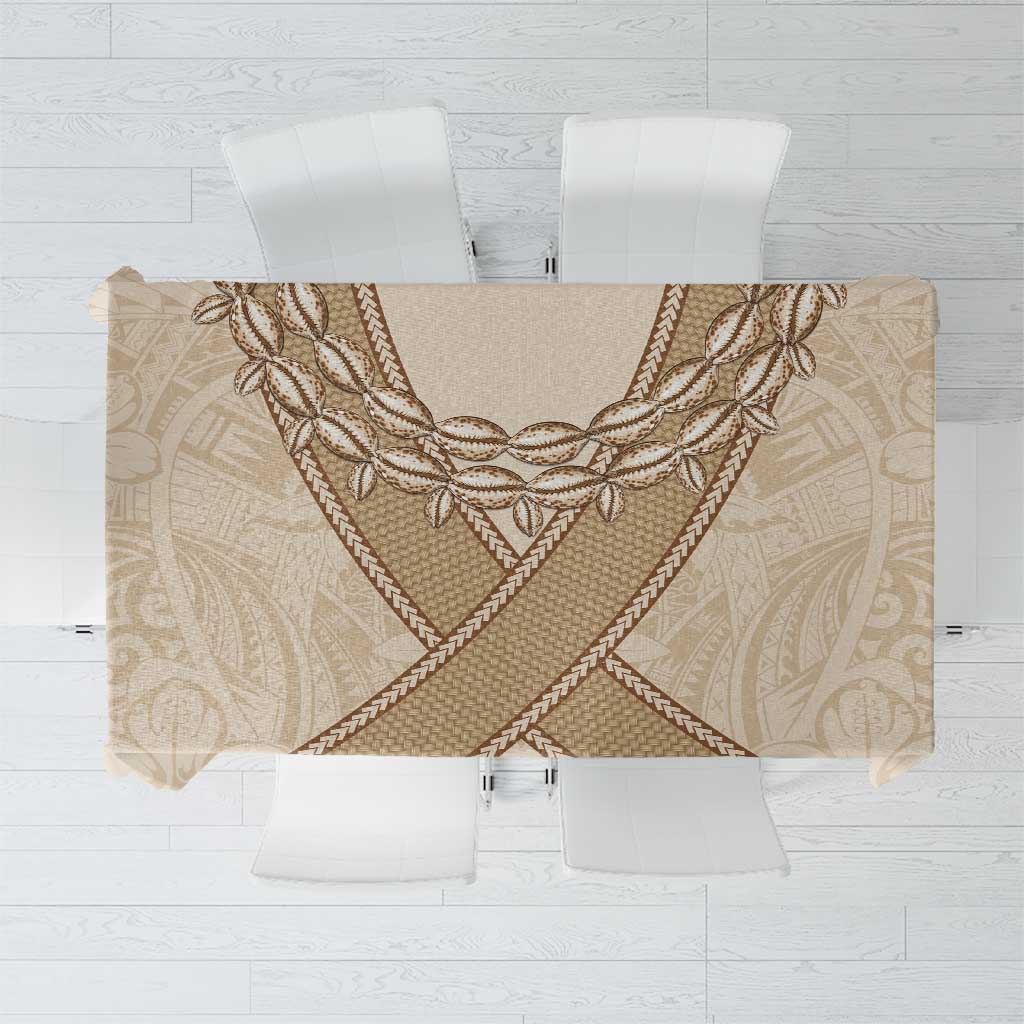 Mauri Ribaberiki Kiribati Tablecloth Cowrie Shells Lei Palm Leaf Weaving LT14 Beige - Polynesian Pride