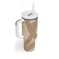 Mauri Ribaberiki Kiribati Tumbler With Handle Cowrie Shells Lei Palm Leaf Weaving LT14 - Polynesian Pride