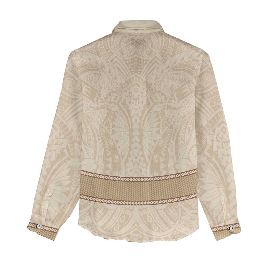 Mauri Ribaberiki Kiribati Women Casual Shirt Cowrie Shells Lei Palm Leaf Weaving LT14 - Polynesian Pride
