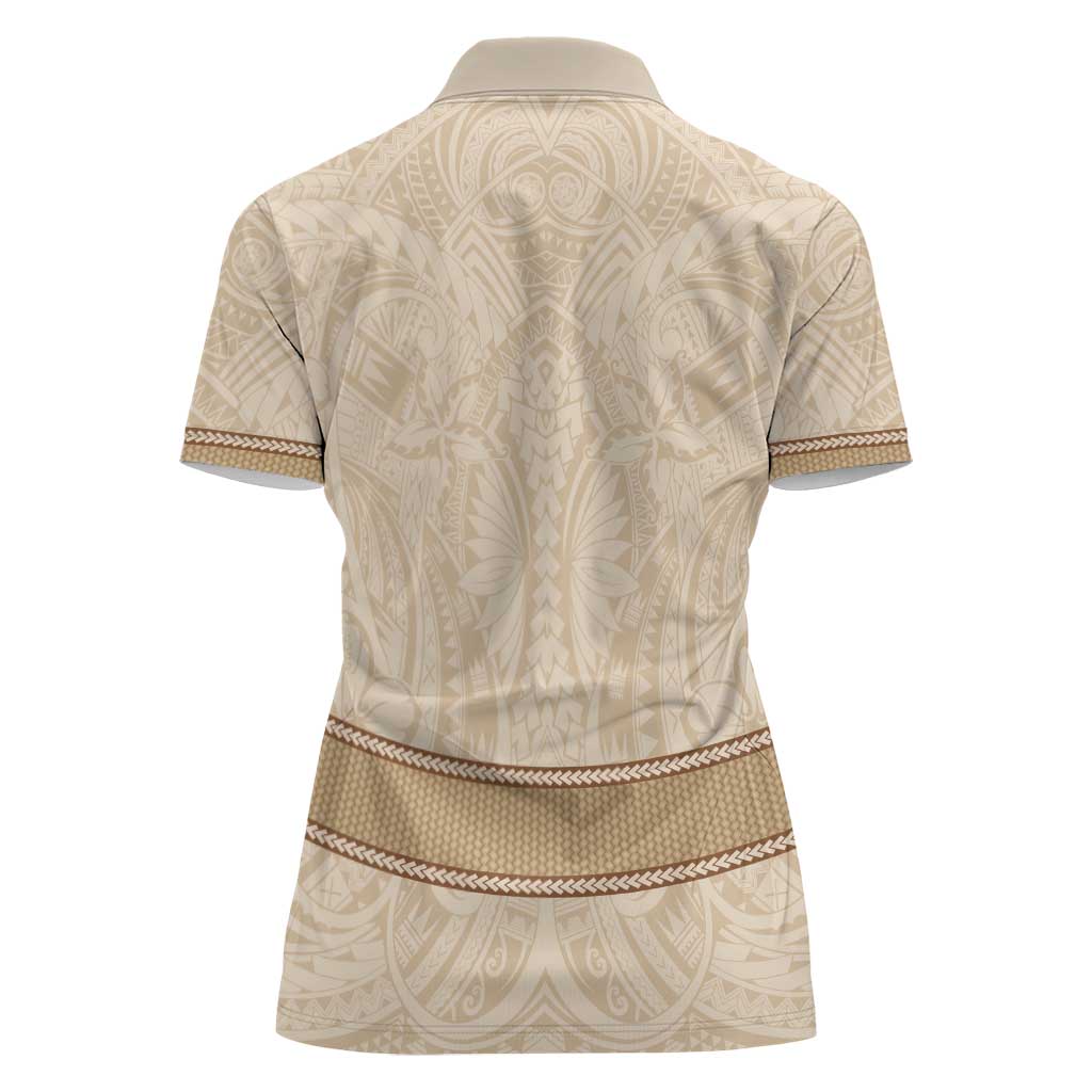 Mauri Ribaberiki Kiribati Women Polo Shirt Cowrie Shells Lei Palm Leaf Weaving LT14 - Polynesian Pride