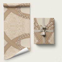 Mauri Ribaberiki Kiribati Wrapping Paper Cowrie Shells Lei Palm Leaf Weaving LT14 58" × 23" Beige - Polynesian Pride