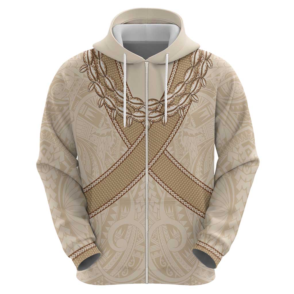 Mauri Ribaberiki Kiribati Zip Hoodie Cowrie Shells Lei Palm Leaf Weaving LT14 - Polynesian Pride