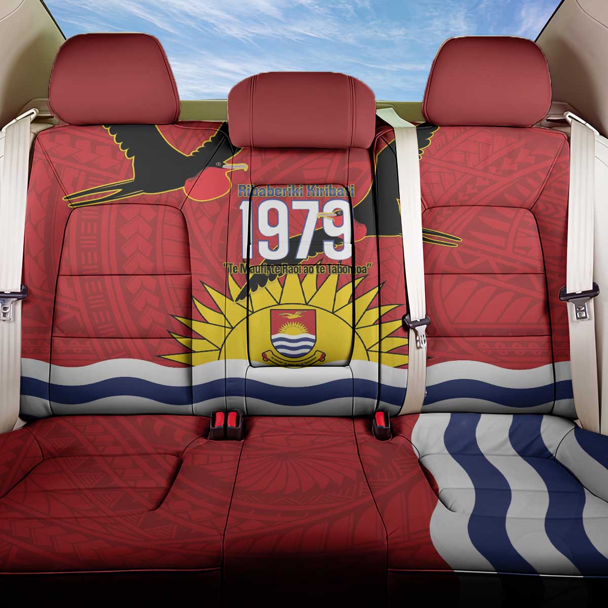 Mauri Kiribati Independence Day Back Car Seat Cover 1979 Proud National Frigatebird LT14 One Size Red - Polynesian Pride