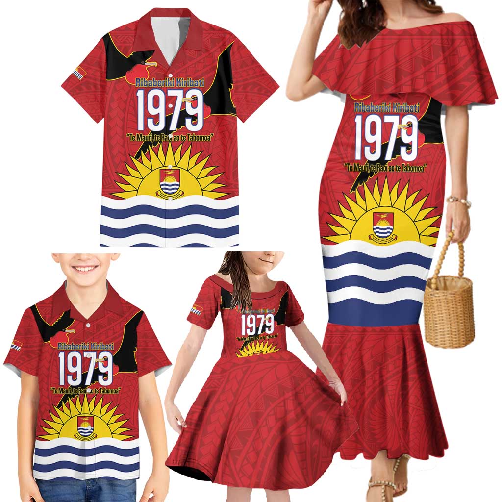 Mauri Kiribati Independence Day Family Matching Mermaid Dress and Hawaiian Shirt 1979 Proud National Frigatebird LT14 - Polynesian Pride