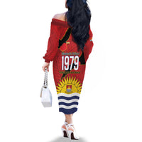 Mauri Kiribati Independence Day Family Matching Off The Shoulder Long Sleeve Dress and Hawaiian Shirt 1979 Proud National Frigatebird