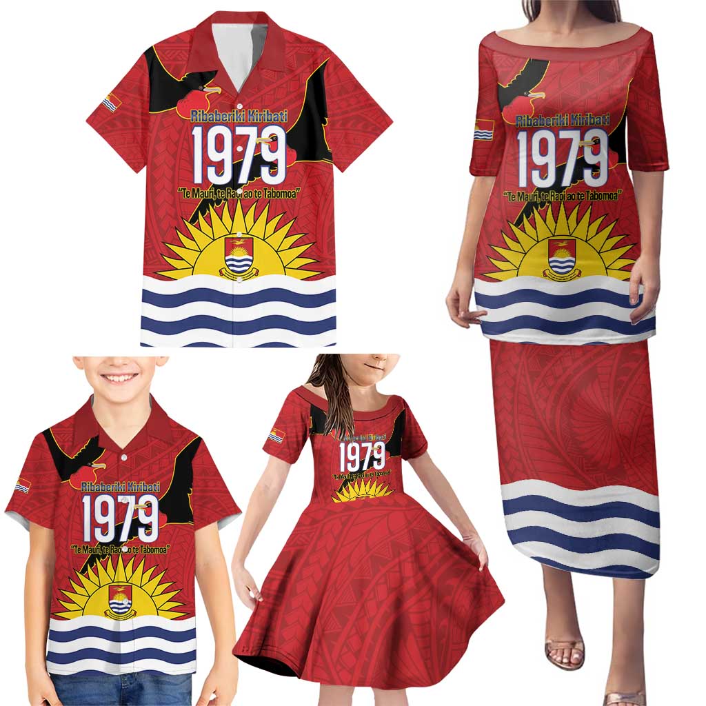 Mauri Kiribati Independence Day Family Matching Puletasi and Hawaiian Shirt 1979 Proud National Frigatebird LT14 - Polynesian Pride