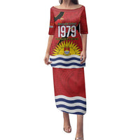Mauri Kiribati Independence Day Family Matching Puletasi and Hawaiian Shirt 1979 Proud National Frigatebird LT14 Mom's Dress Red - Polynesian Pride