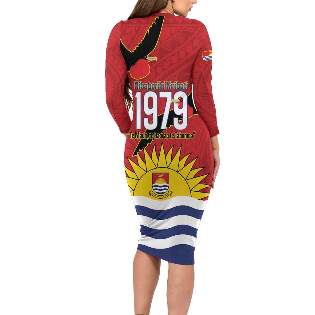 Mauri Kiribati Independence Day Long Sleeve Bodycon Dress 1979 Proud National Frigatebird LT14 - Polynesian Pride