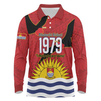 Mauri Kiribati Independence Day Long Sleeve Polo Shirt 1979 Proud National Frigatebird LT14 Red - Polynesian Pride