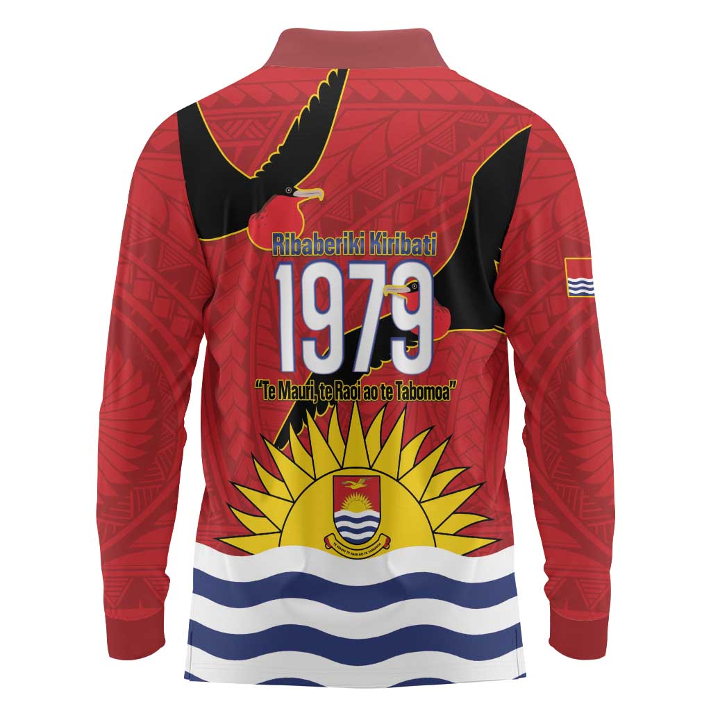 Mauri Kiribati Independence Day Long Sleeve Polo Shirt 1979 Proud National Frigatebird LT14 - Polynesian Pride