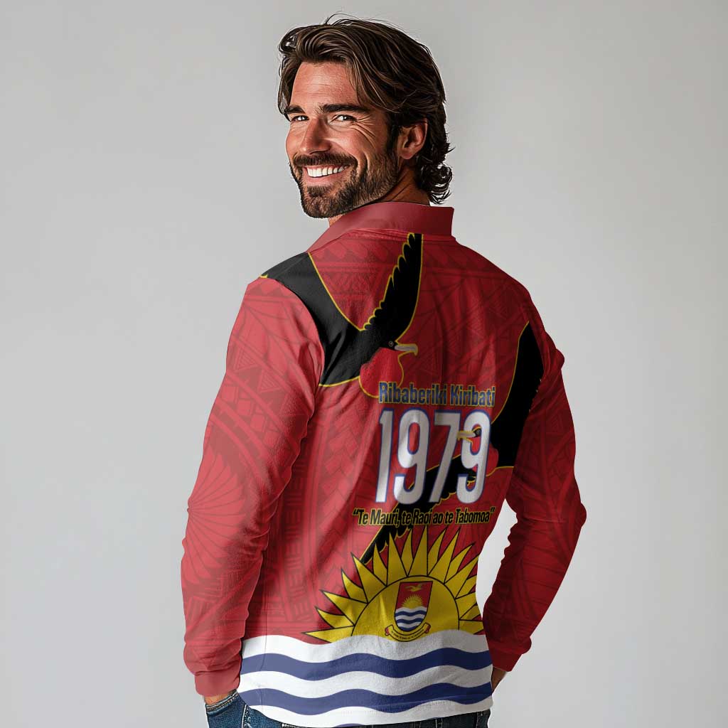 Mauri Kiribati Independence Day Long Sleeve Polo Shirt 1979 Proud National Frigatebird LT14 - Polynesian Pride