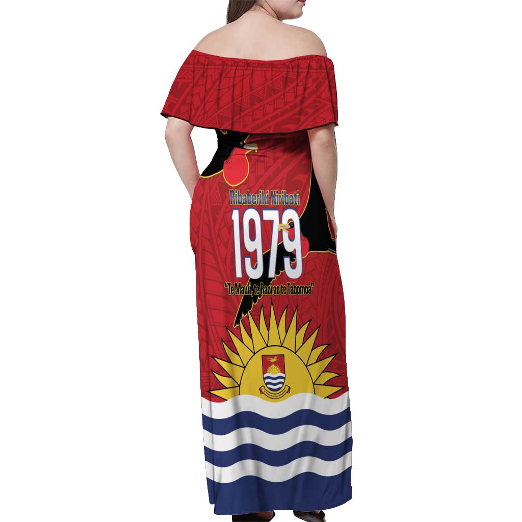 Mauri Kiribati Independence Day Off Shoulder Maxi Dress 1979 Proud National Frigatebird LT14 - Polynesian Pride