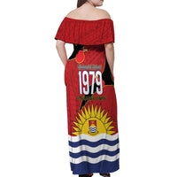 Mauri Kiribati Independence Day Off Shoulder Maxi Dress 1979 Proud National Frigatebird LT14 - Polynesian Pride