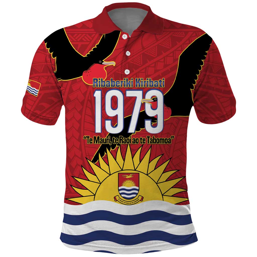 Mauri Kiribati Independence Day Polo Shirt 1979 Proud National Frigatebird LT14 Red - Polynesian Pride