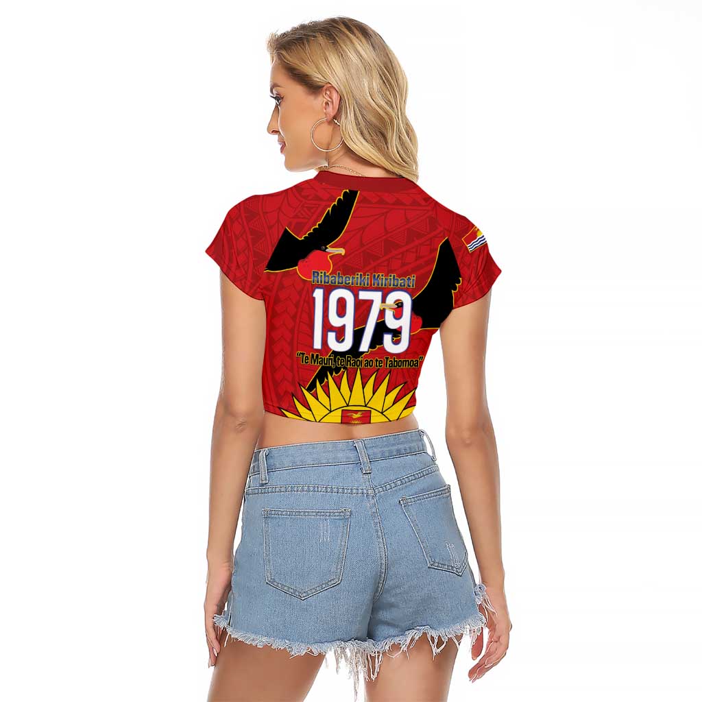 Mauri Kiribati Independence Day Raglan Cropped T Shirt 1979 Proud National Frigatebird LT14 - Polynesian Pride