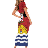 Mauri Kiribati Independence Day Short Sleeve Bodycon Dress 1979 Proud National Frigatebird LT14 - Polynesian Pride
