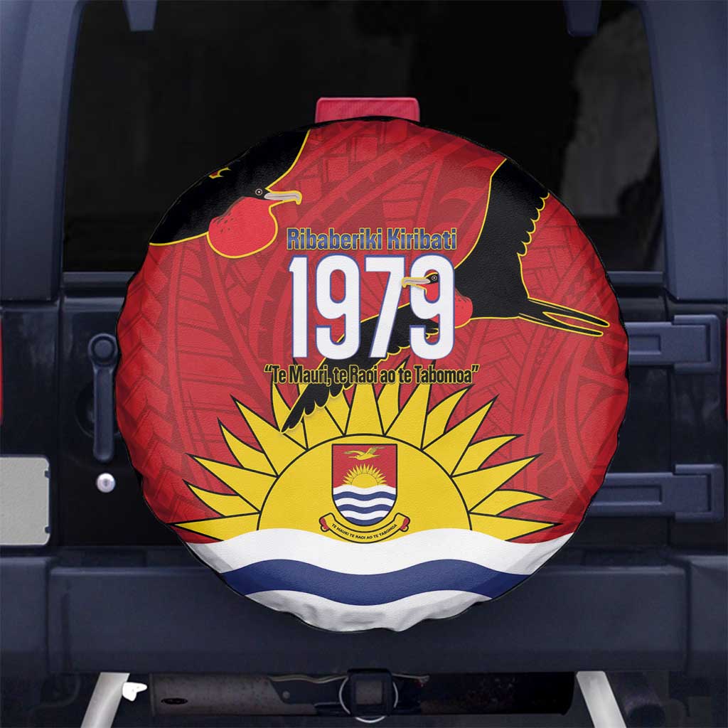 Mauri Kiribati Independence Day Spare Tire Cover 1979 Proud National Frigatebird LT14 No hole Red - Polynesian Pride
