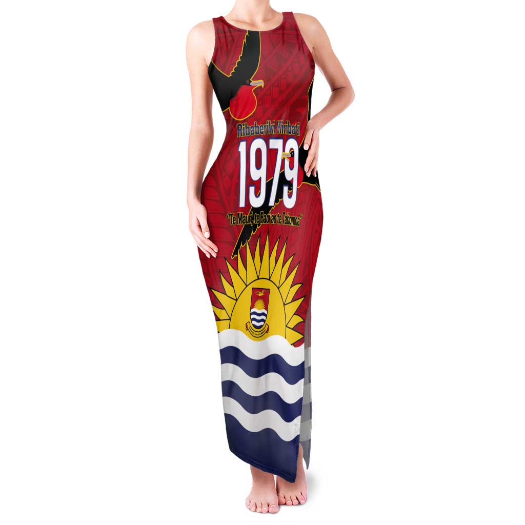 Mauri Kiribati Independence Day Tank Maxi Dress 1979 Proud National Frigatebird LT14 Women Red - Polynesian Pride