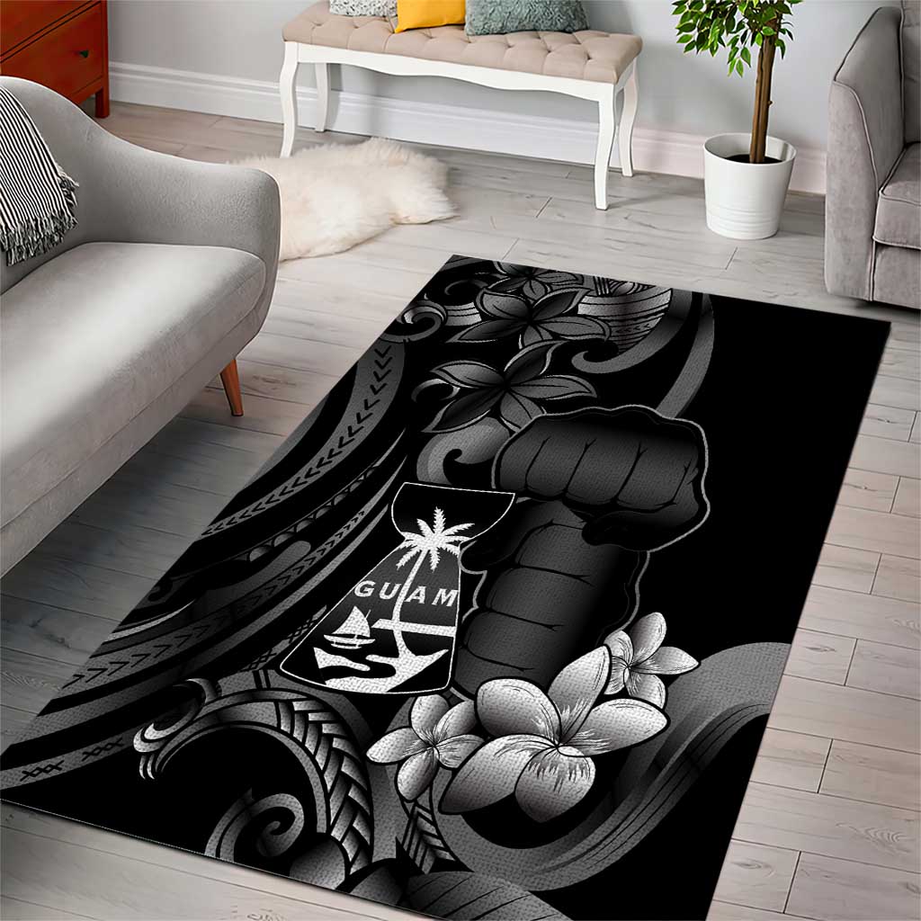 Black Hafa Adai Guam Area Rug Chamorro Latte Stone Hand With Plumeria