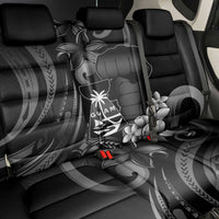 Black Hafa Adai Guam Back Car Seat Cover Chamorro Latte Stone Hand With Plumeria