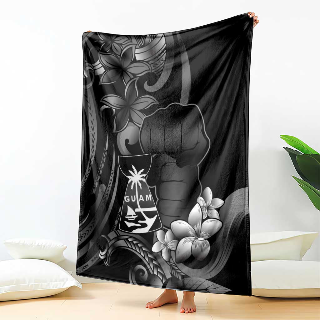 Black Hafa Adai Guam Blanket Chamorro Latte Stone Hand With Plumeria