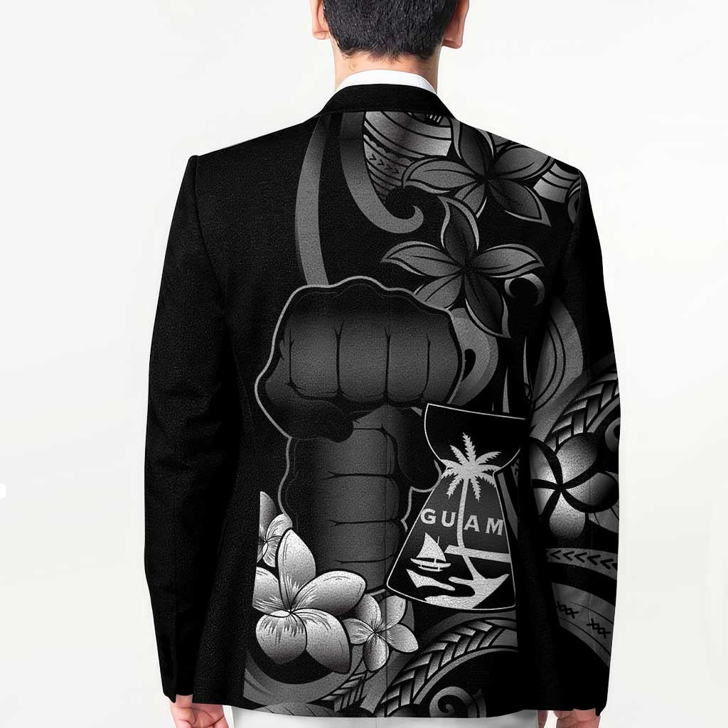 Black Hafa Adai Guam Blazer Chamorro Latte Stone Hand With Plumeria LT14 - Polynesian Pride