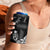 Black Hafa Adai Guam 4 in 1 Can Cooler Tumbler Chamorro Latte Stone Hand With Plumeria