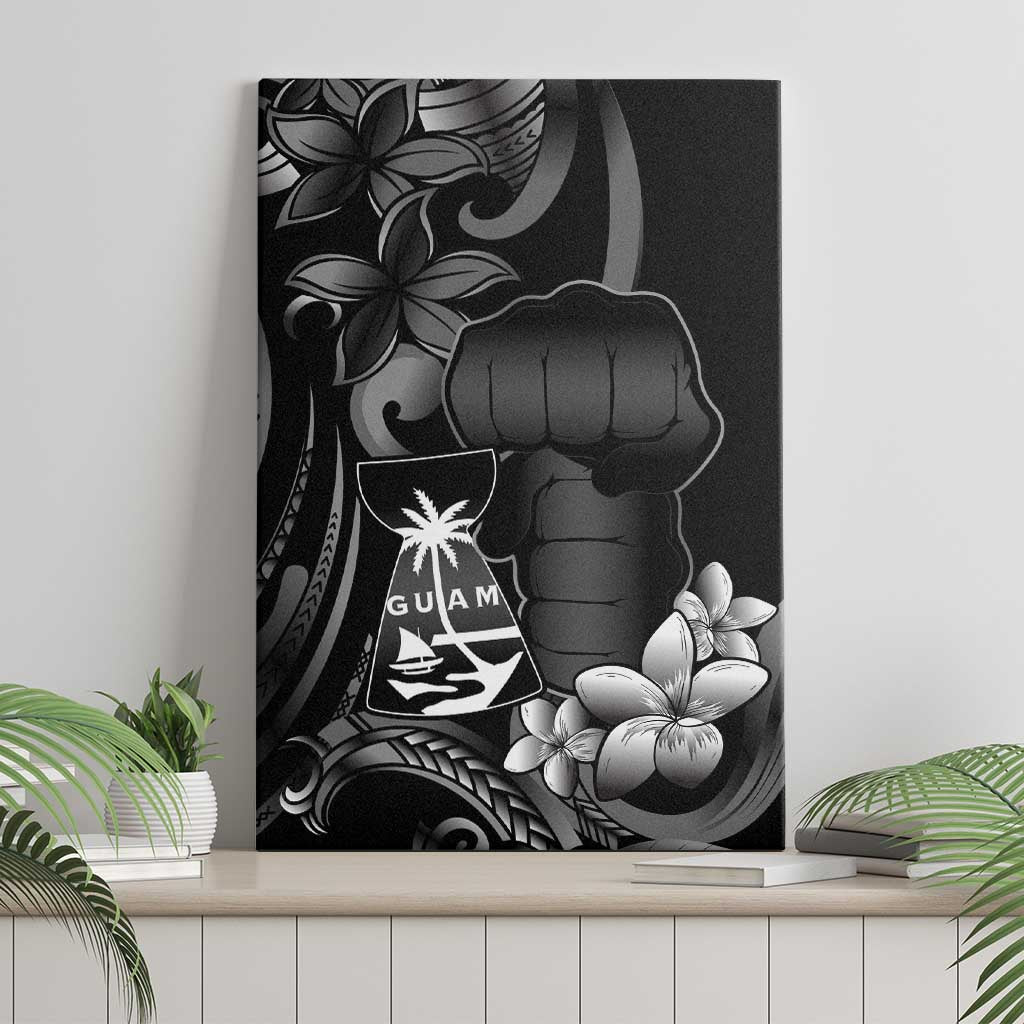 Black Hafa Adai Guam Canvas Wall Art Chamorro Latte Stone Hand With Plumeria