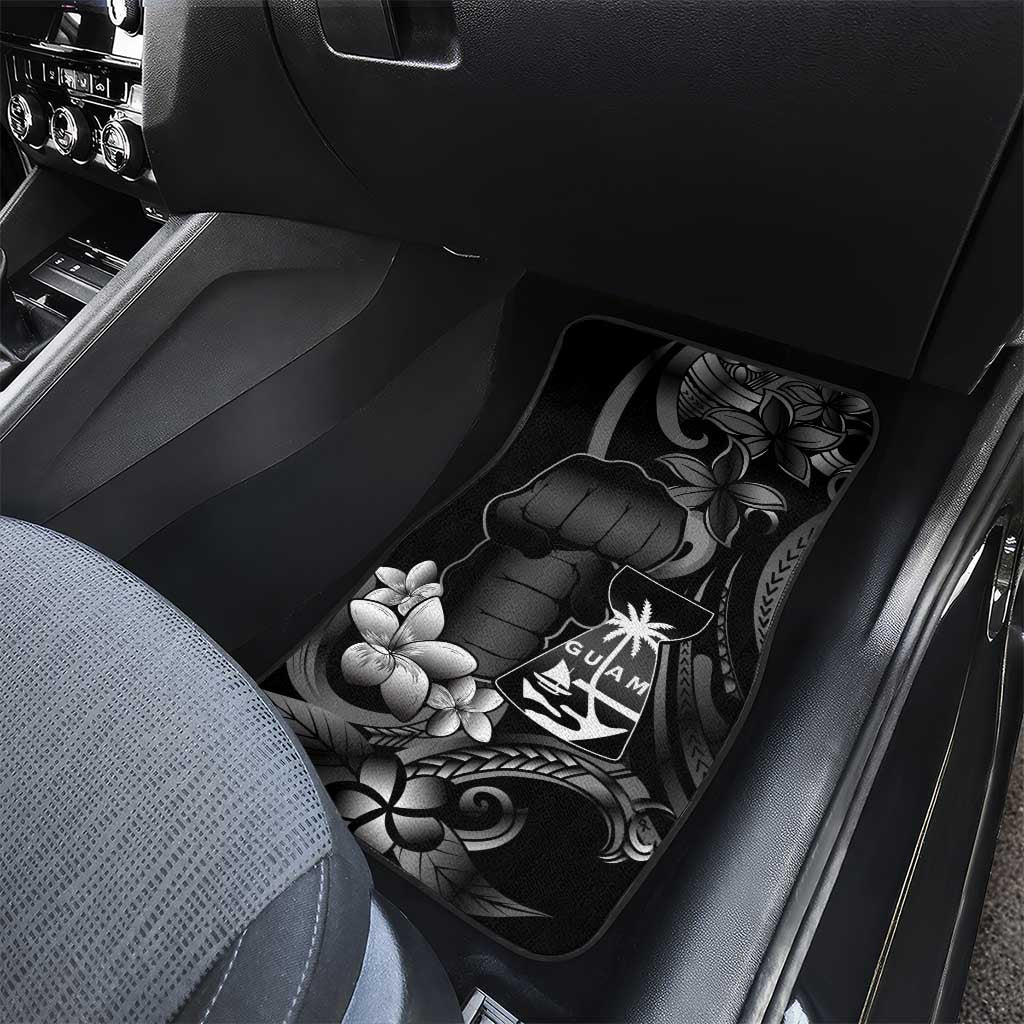 Black Hafa Adai Guam Car Mats Chamorro Latte Stone Hand With Plumeria