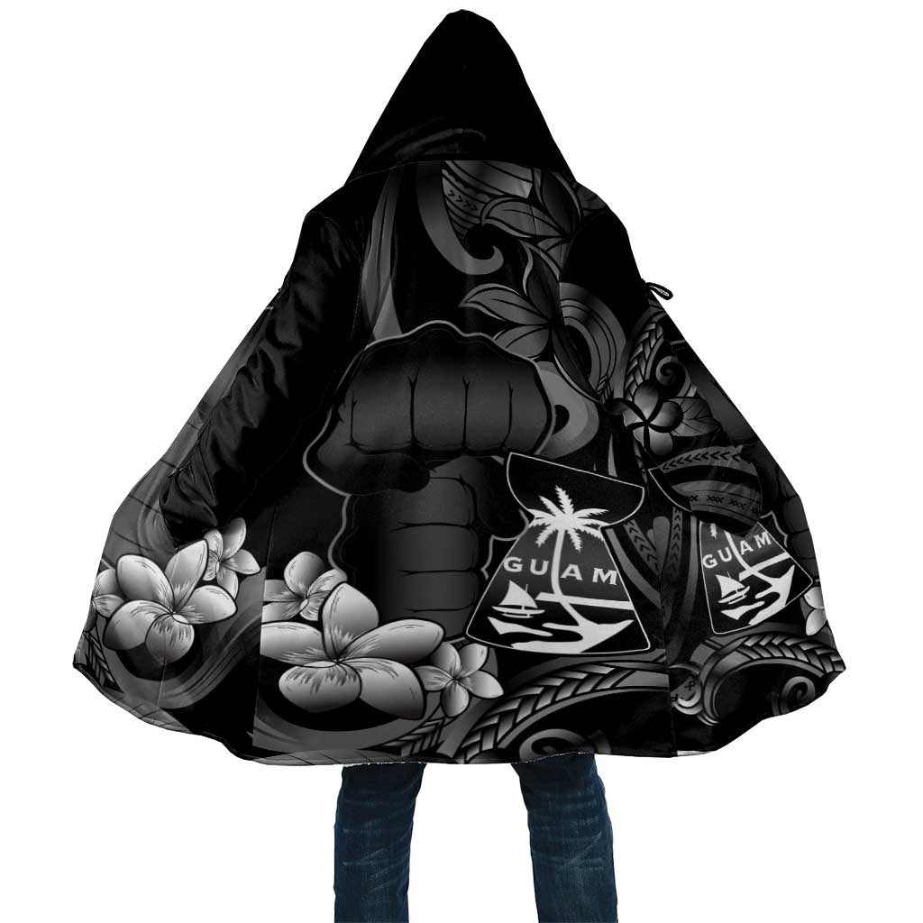 Black Hafa Adai Guam Cloak Chamorro Latte Stone Hand With Plumeria - Polynesian Pride