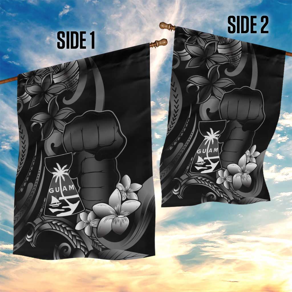 Black Hafa Adai Guam Garden Flag Chamorro Latte Stone Hand With Plumeria