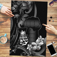 Black Hafa Adai Guam Puzzle Chamorro Latte Stone Hand With Plumeria - Polynesian Pride