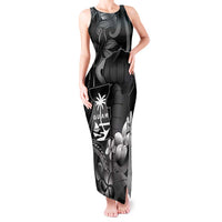 Black Hafa Adai Guam Tank Maxi Dress Chamorro Latte Stone Hand With Plumeria