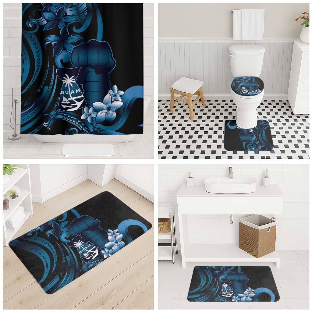 Blue Hafa Adai Guam Bathroom Set Chamorro Latte Stone Hand With Plumeria - Polynesian Pride