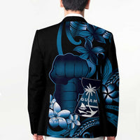 Blue Hafa Adai Guam Blazer Chamorro Latte Stone Hand With Plumeria LT14 - Polynesian Pride