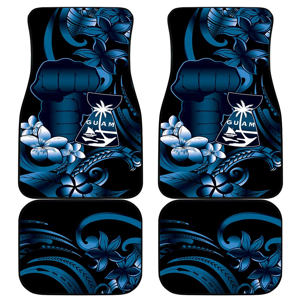 Blue Hafa Adai Guam Car Mats Chamorro Latte Stone Hand With Plumeria LT14 - Polynesian Pride