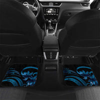 Blue Hafa Adai Guam Car Mats Chamorro Latte Stone Hand With Plumeria LT14 Set 2pcs - Back Blue - Polynesian Pride