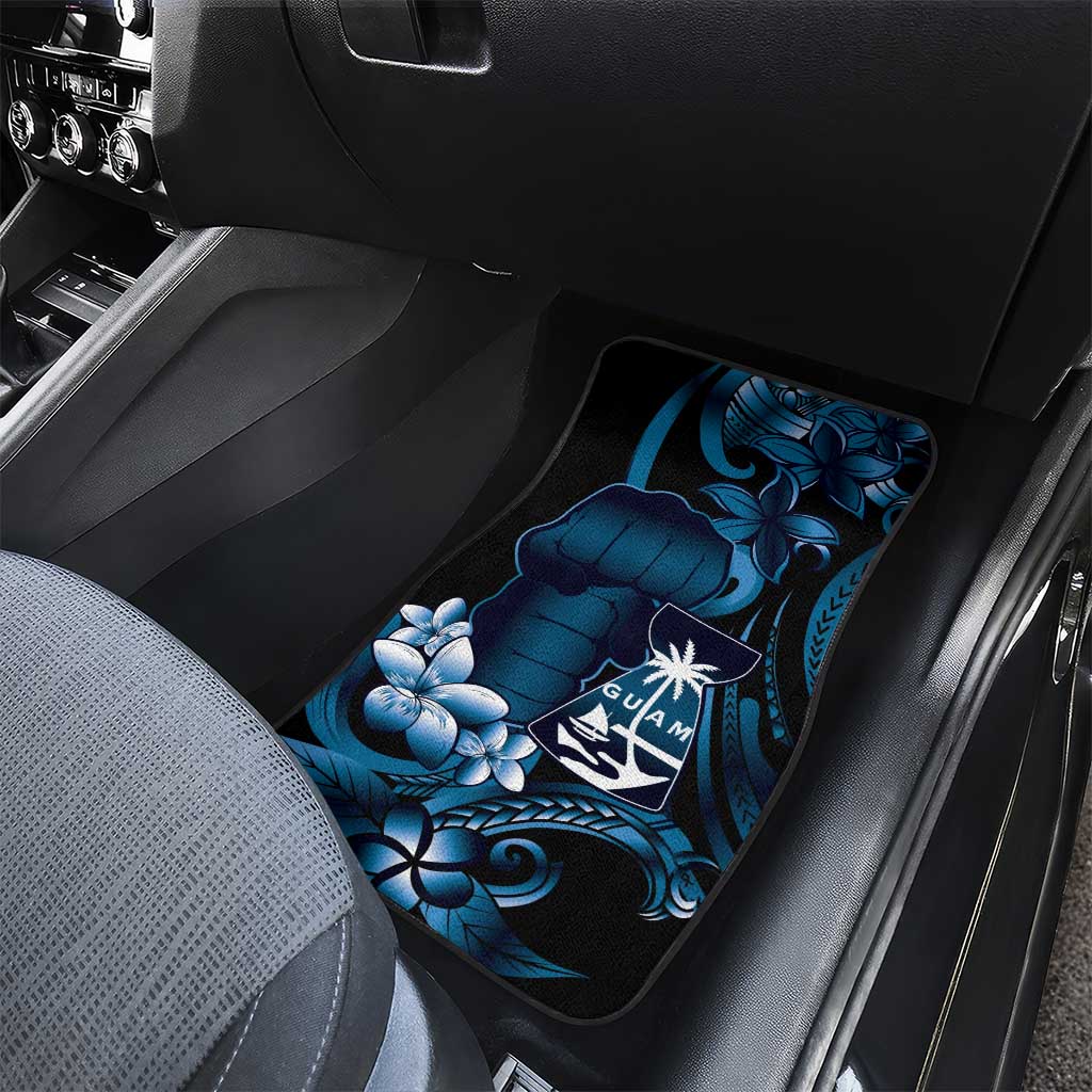 Blue Hafa Adai Guam Car Mats Chamorro Latte Stone Hand With Plumeria LT14 - Polynesian Pride