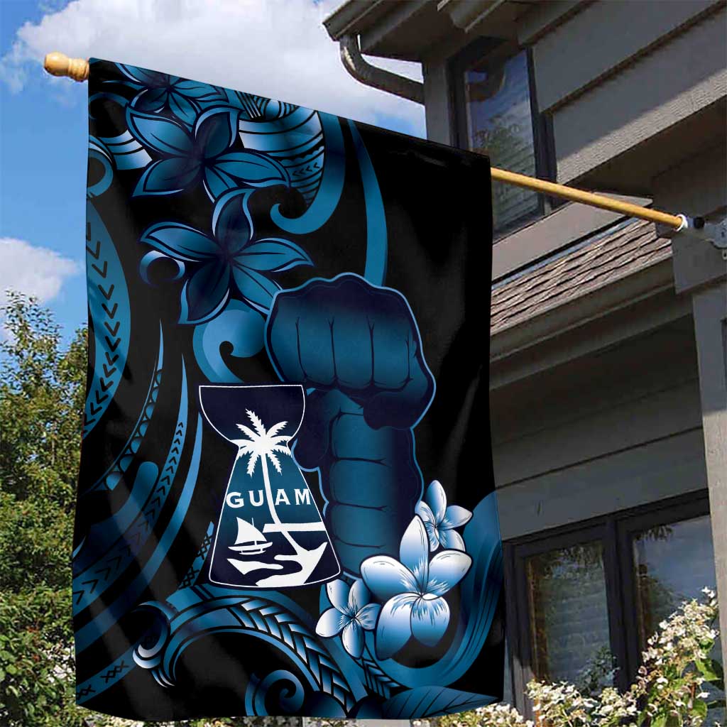 Blue Hafa Adai Guam Garden Flag Chamorro Latte Stone Hand With Plumeria