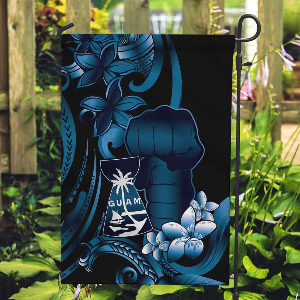 Blue Hafa Adai Guam Garden Flag Chamorro Latte Stone Hand With Plumeria