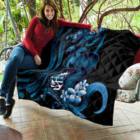 Blue Hafa Adai Guam Quilt Chamorro Latte Stone Hand With Plumeria