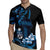 Blue Hafa Adai Guam Rugby Jersey Chamorro Latte Stone Hand With Plumeria